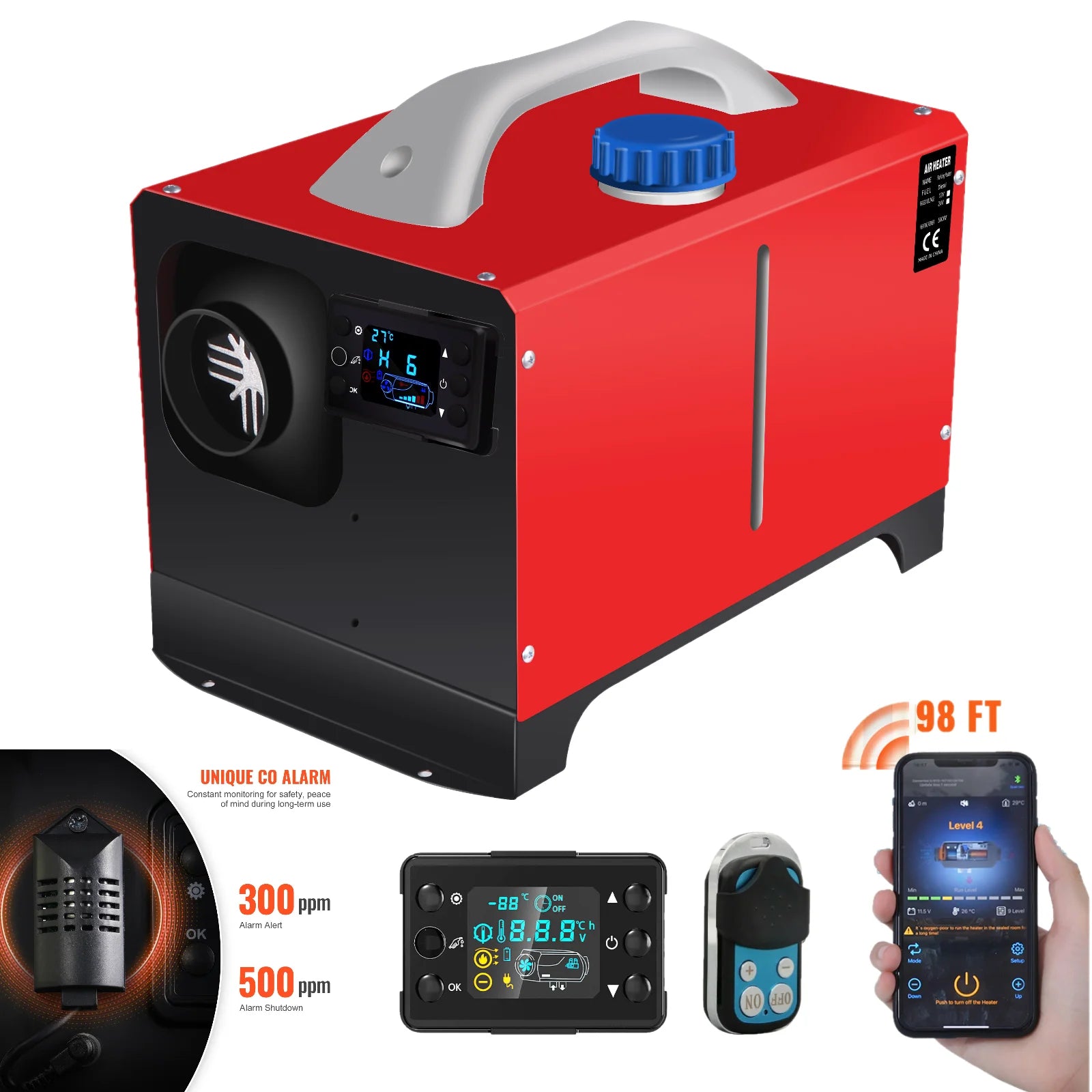 Дизельний парковий обігрівач 12В 8000Вт з глушником для транспортних засобів