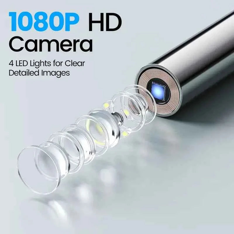 Ear Camera Endoscope 90° Rotatable Head 1080P HD with 12 Replacement Heads