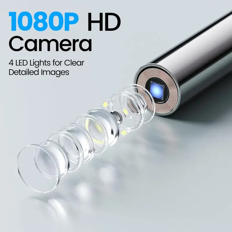Ear Camera Endoscope 90° Rotatable Head 1080P HD with 12 Replacement Heads