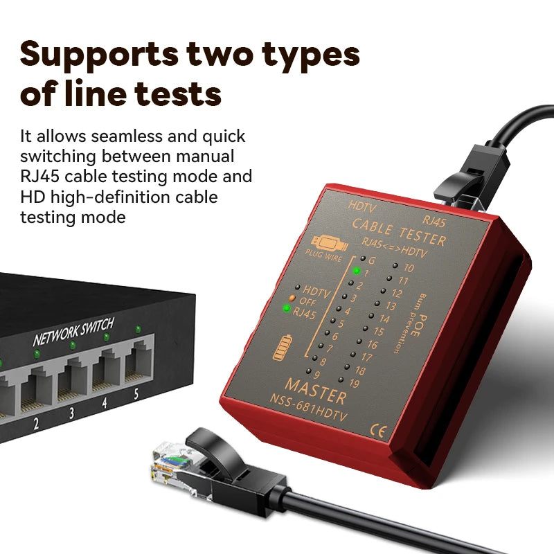 HDMI RJ45 and RJ11 Cable Tester