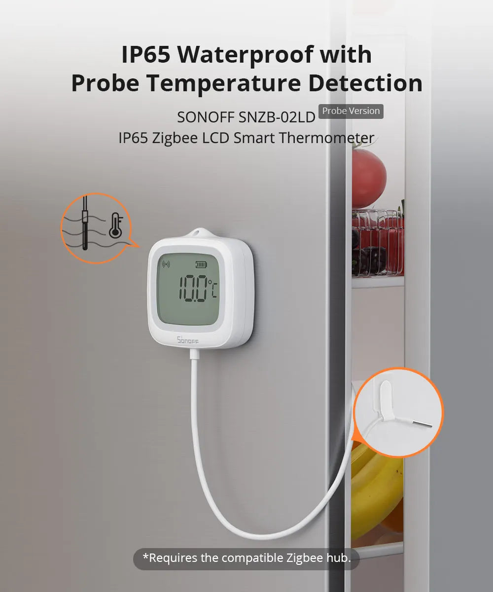 SNZB-02LD Zigbee Probe Thermometer with LCD
