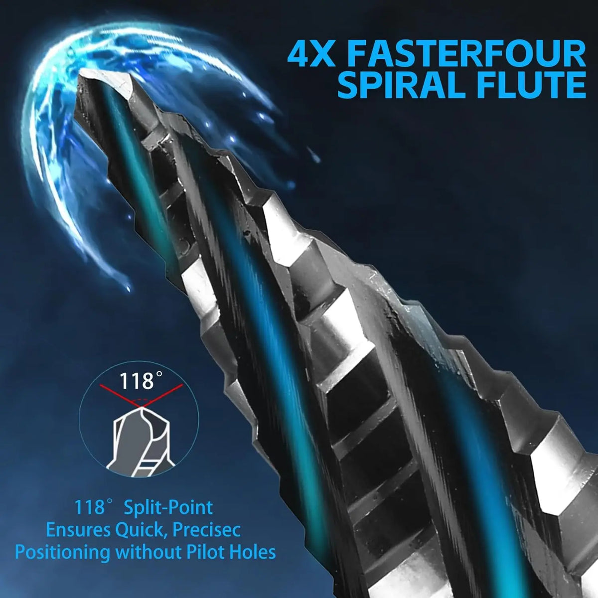 HSS Step Drill Bit Set with Quarter-Inch Hex Shanks
