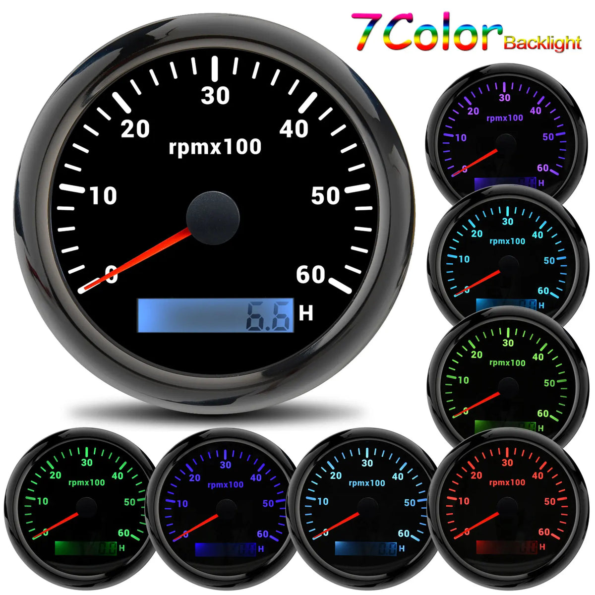 Conta-rotações de 85mm com contador de horas LCD e retroiluminação