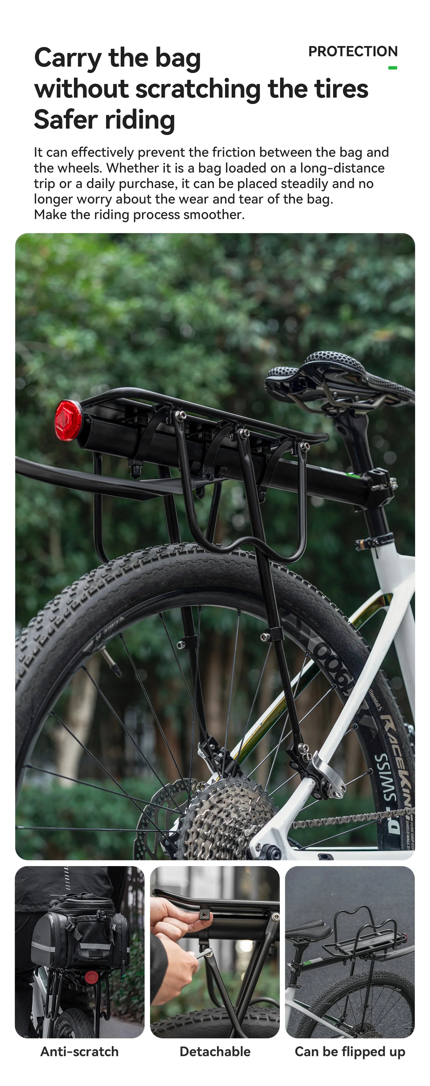 Aluminum Alloy Bike Rear Rack 25kg Detachable Cargo Carrier
