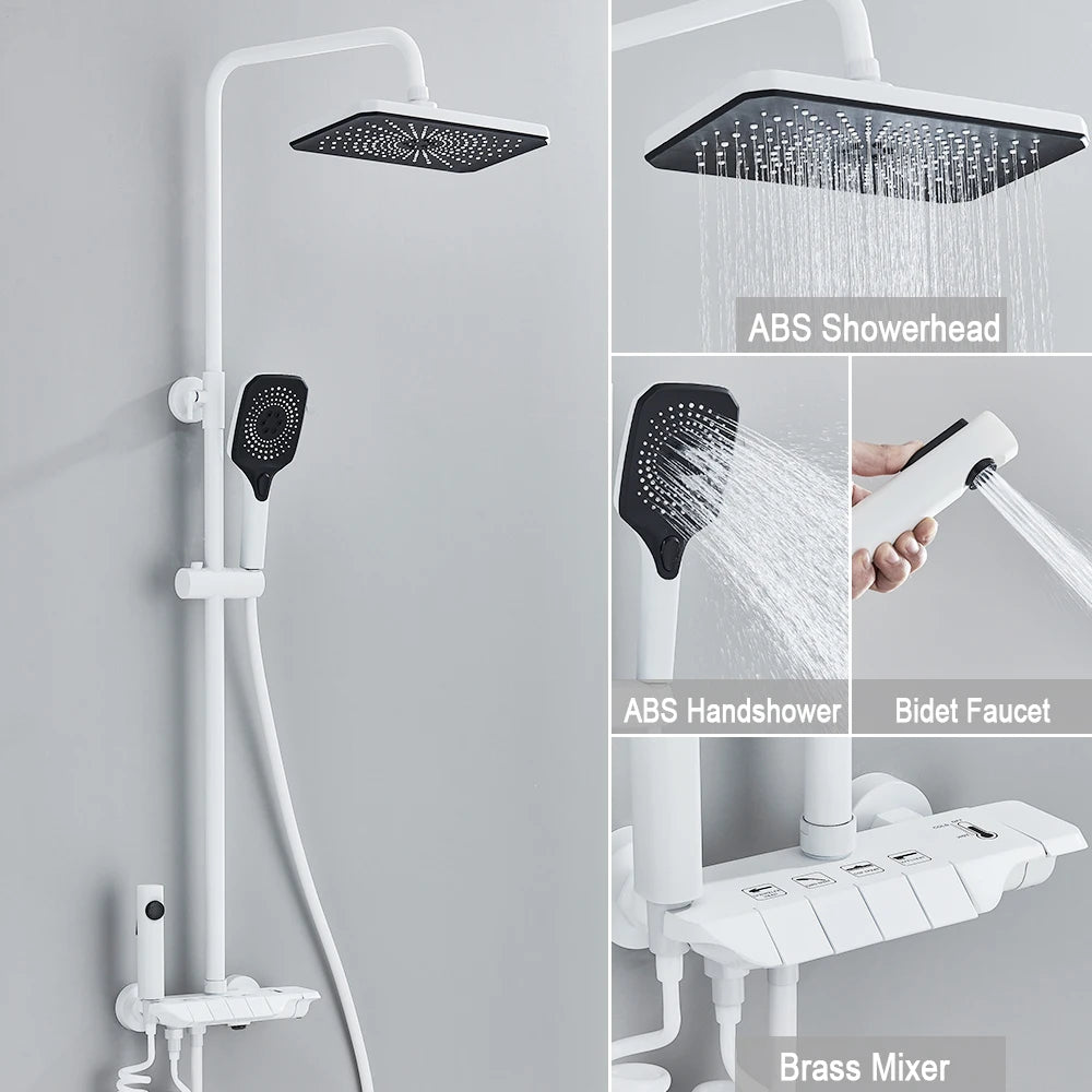 Black Digital Shower Set with Rainfall Head and Hand Shower