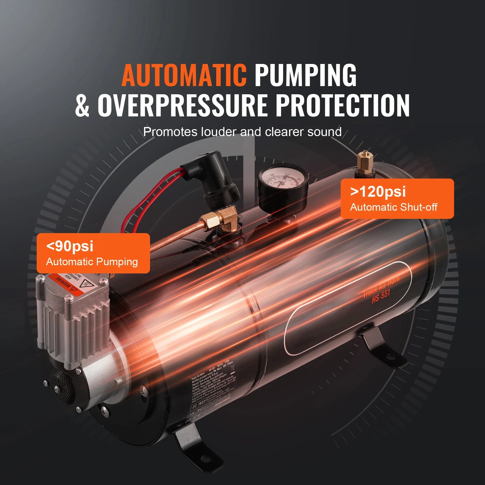 12V Onboard Air Compressor Kit with 0.8 Gal Tank 120 PSI
