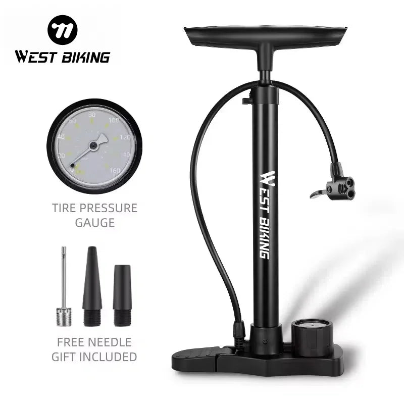 WEST BIKING Biciklistička pumpa 160PSI prenosiva pumpa od nehrđajućeg čelika Schrader Presta ventil inflator za planinske i cestovne bicikle dodaci