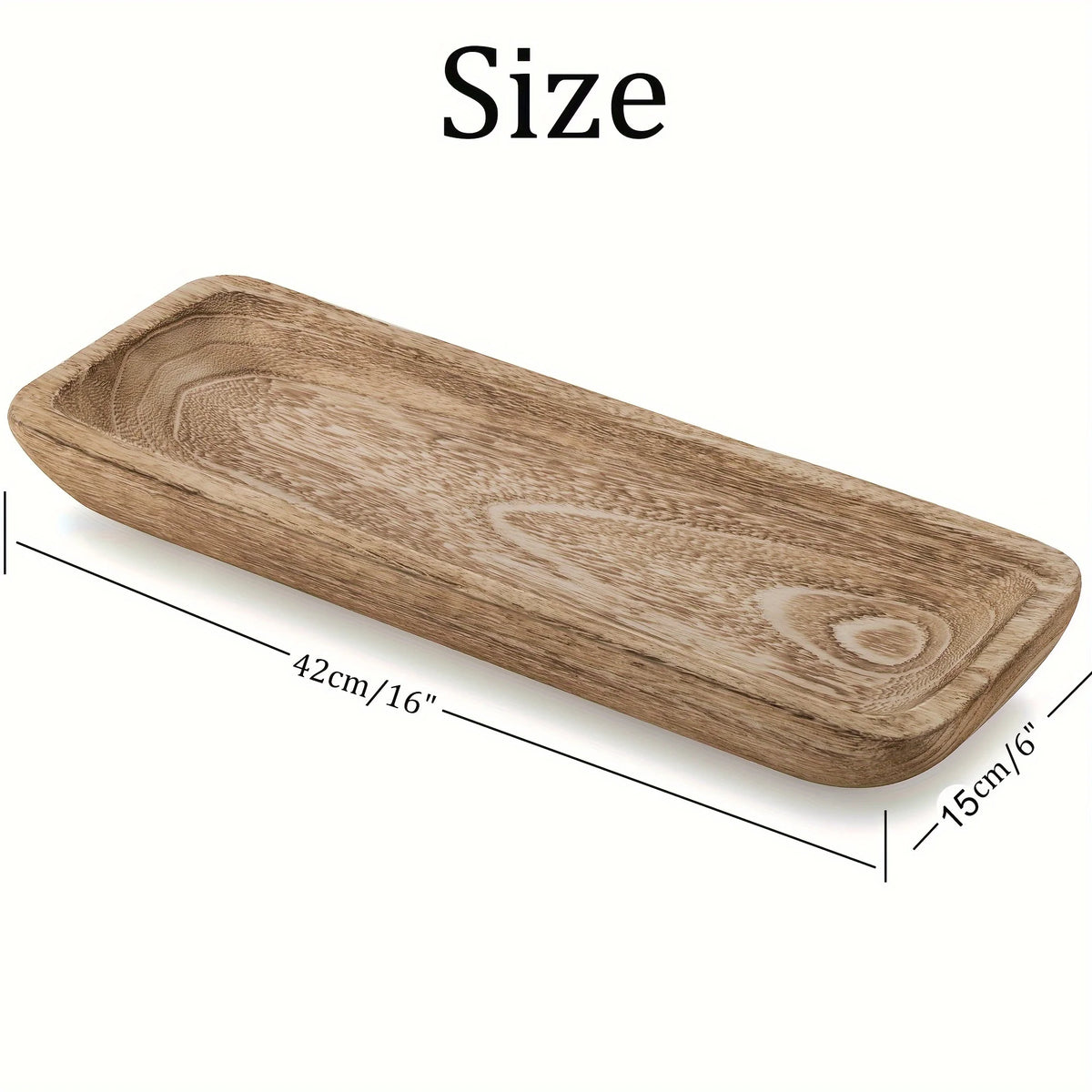 Long Wooden Decorative Tray, 16-Inch Format