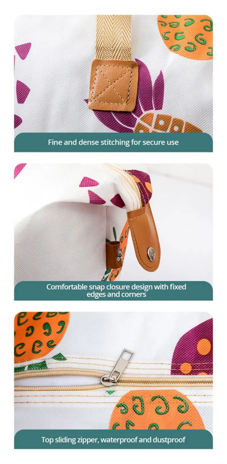 1pc Large Capacity Clothes Storage Bag Organizer With Reinforced Handle For Blankets Bedding Foldable With Zipper Storage Bag