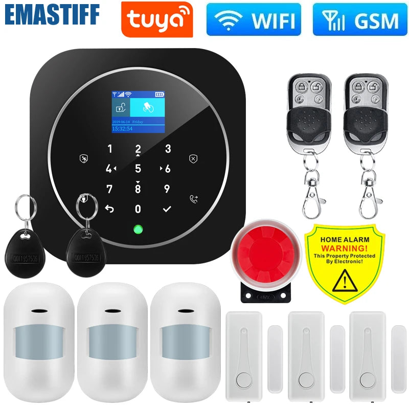 NEW Tuya WIFI W9B Alarm System for Home Burglar Security 433MHz WiFi GSM Alarm Wireless Tuya Smart House App Control