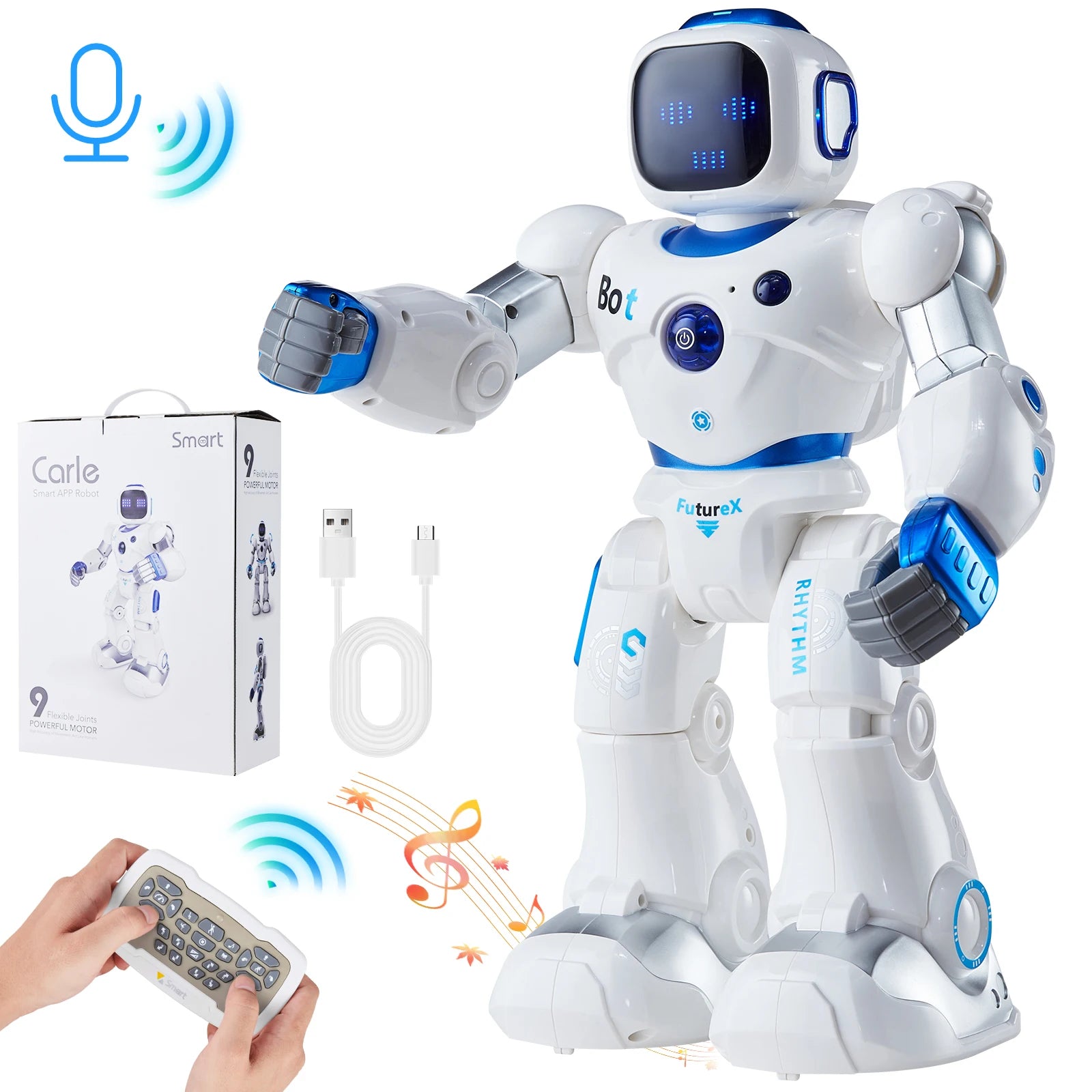 Inteligentná RC robotická hračka s ovládaním cez aplikáciu, hlasovými príkazmi a programovaním