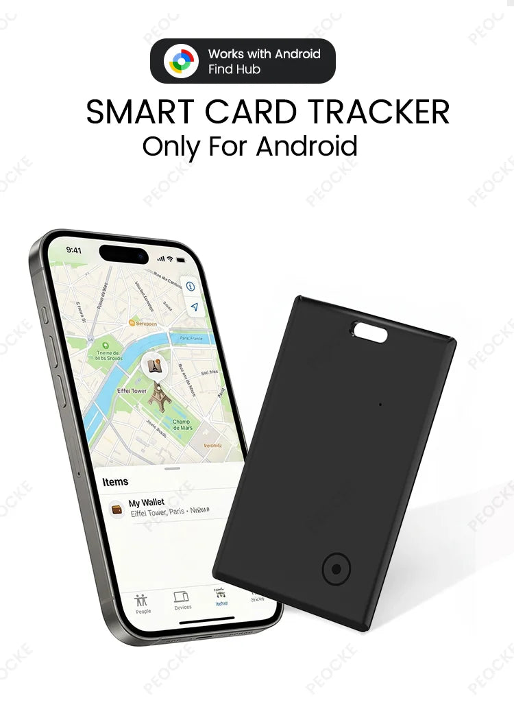 Android 1-4 Pack Smart Wallet Tracker Card Works with Google Find Hub App Location Tag Keys Bag Anti-Lost Bluetooth GPS Tracker