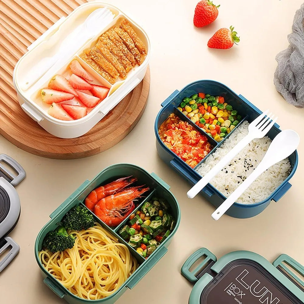 Blue Bento Lunch Container, Pictured Design