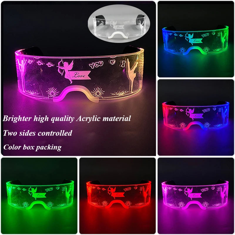 LED Luminous Futurist Cyberpunk Glasses LED Light Up Glasses cool cyberpunk glasses for man women cospaly supplies
