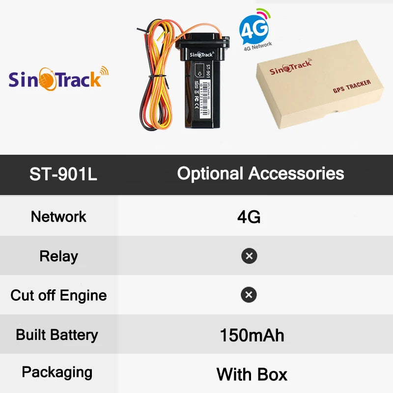 Rastreador GPS impermeable mini con batería integrada SinoTrack ST-901 901L para coche moto vehículo Control remoto APP web gratuito