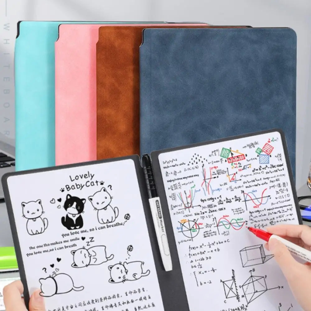 Reusable A4-Style Whiteboard Notebook with Pen