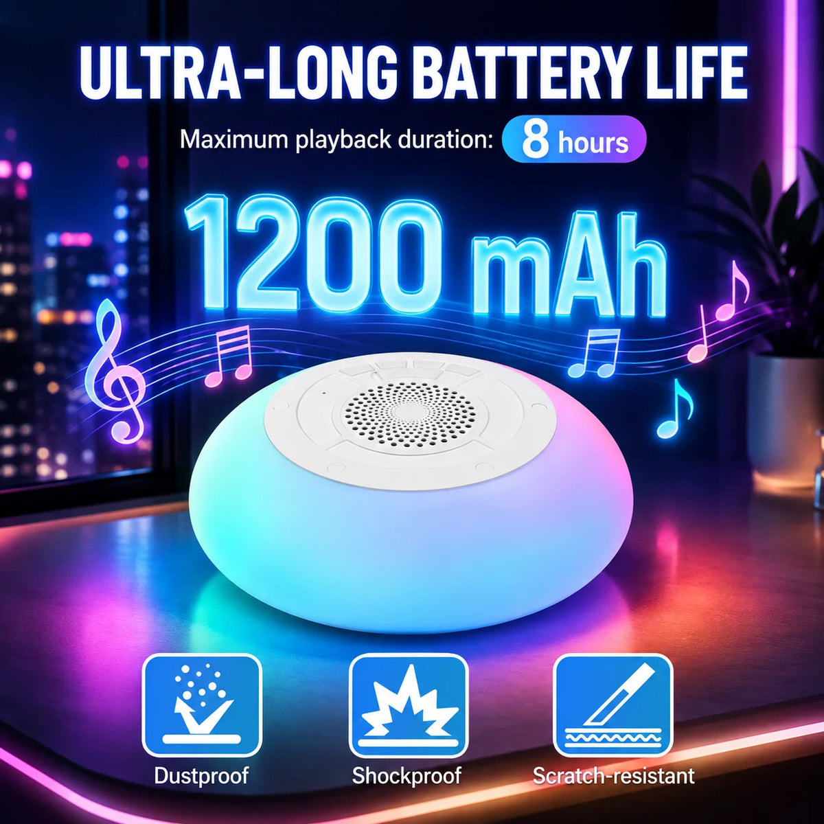 Bluetooth Pool Speaker with Colorful Lights, Portable Floating Wireless Speaker IPX68 Waterproof, Built-in Mic, Home, Hot Tubs