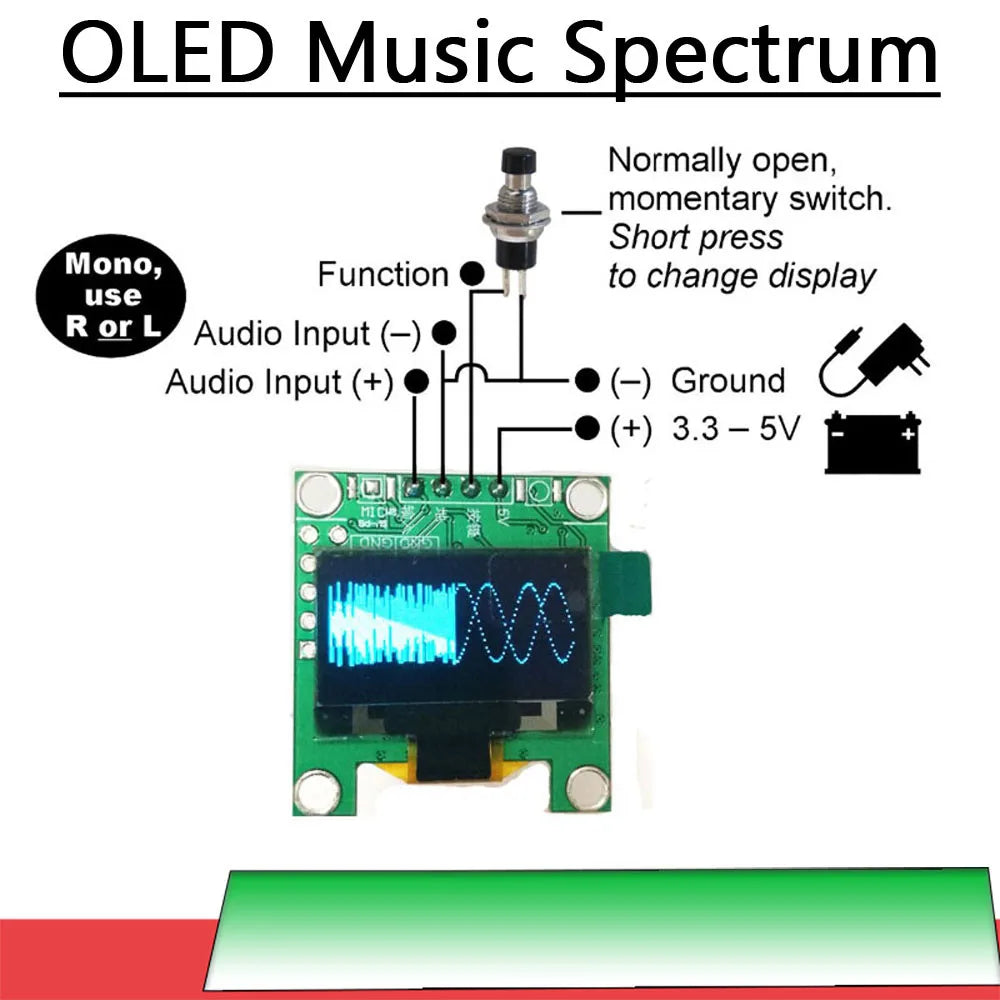 0.96-Inch OLED Audio Spectrum Display Module