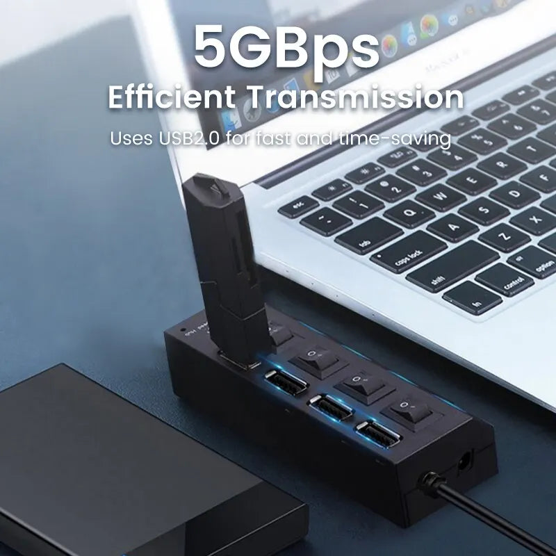Razdelilnik USB 2.0 z ločenimi stikali za vrata