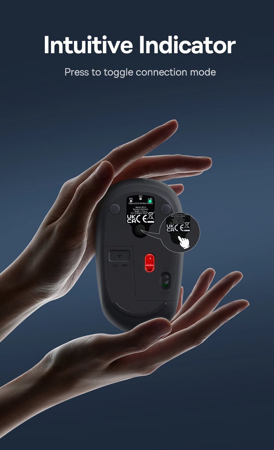 Wireless Bluetooth Mouse with Silent Clicks & Tri-Mode Connection
