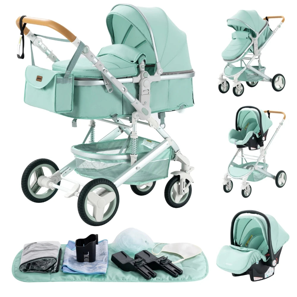 Luxurious 3‑in‑1 Baby Stroller High‑Landscape Travel System