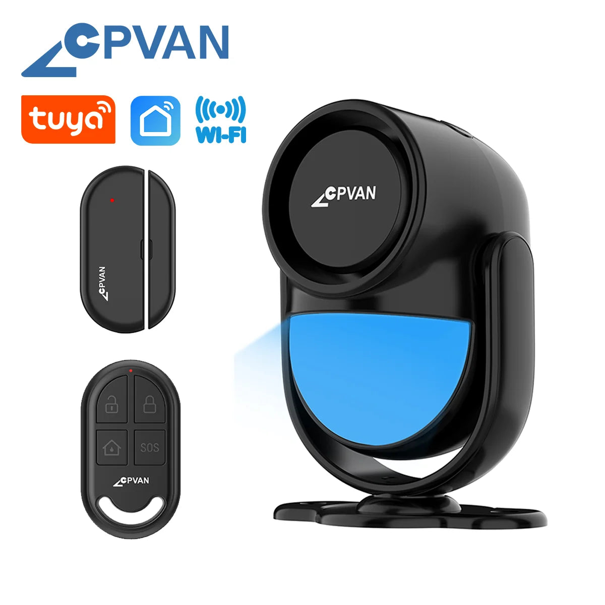 CPVAN Smart RV Alarm System With remote control and door sensor wireless WIFI Tuya Motion sensor Alarm 120dB motion detector
