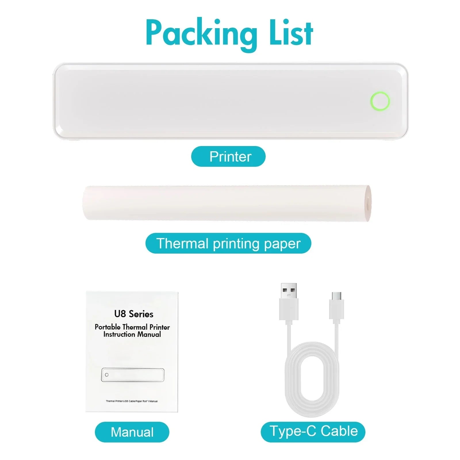 Wireless Inkless Thermal A4 Printer for Travel, Office, School