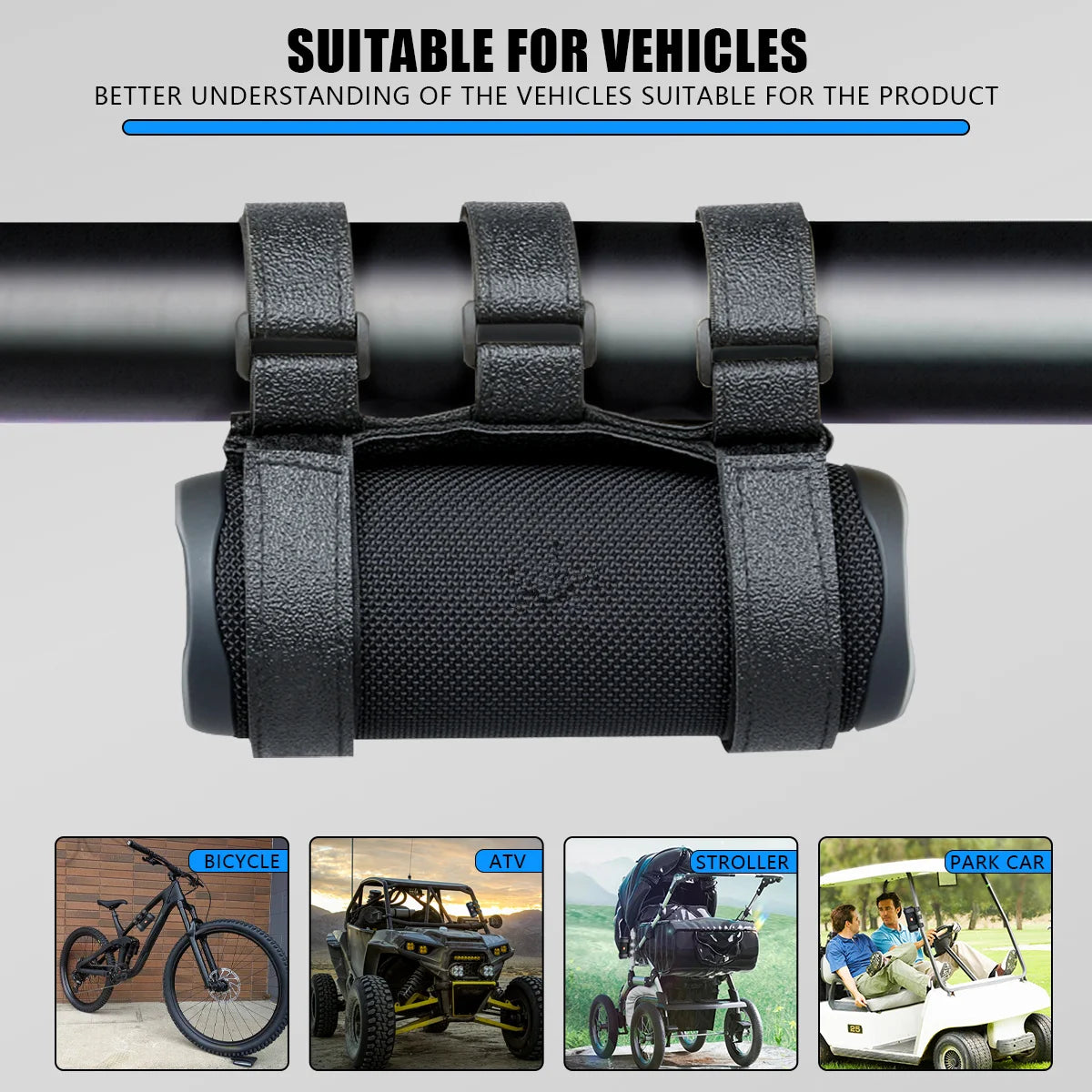 Adjustable Speaker Strap Mount for Bike, Golf Cart and Boat Rail