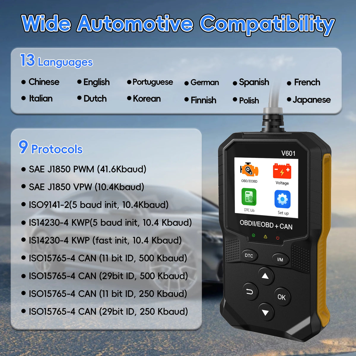 Wired OBD2 Engine Diagnostic Code Reader