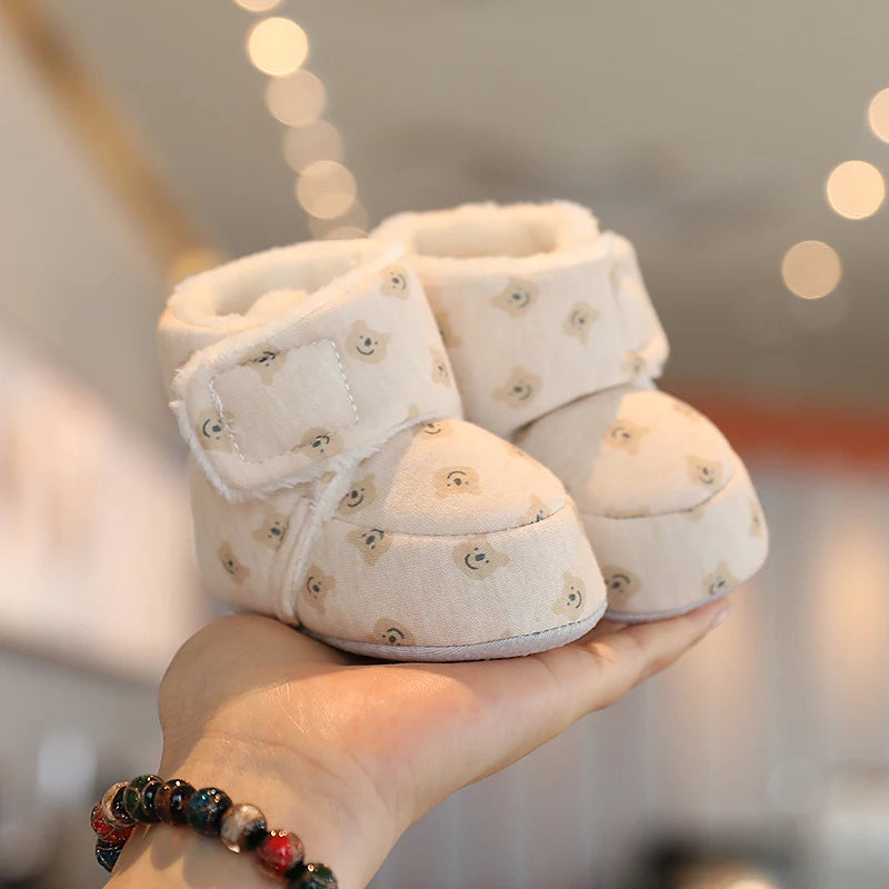 Cute Bear Baby Shoes Soft Plush Winter First Walkers