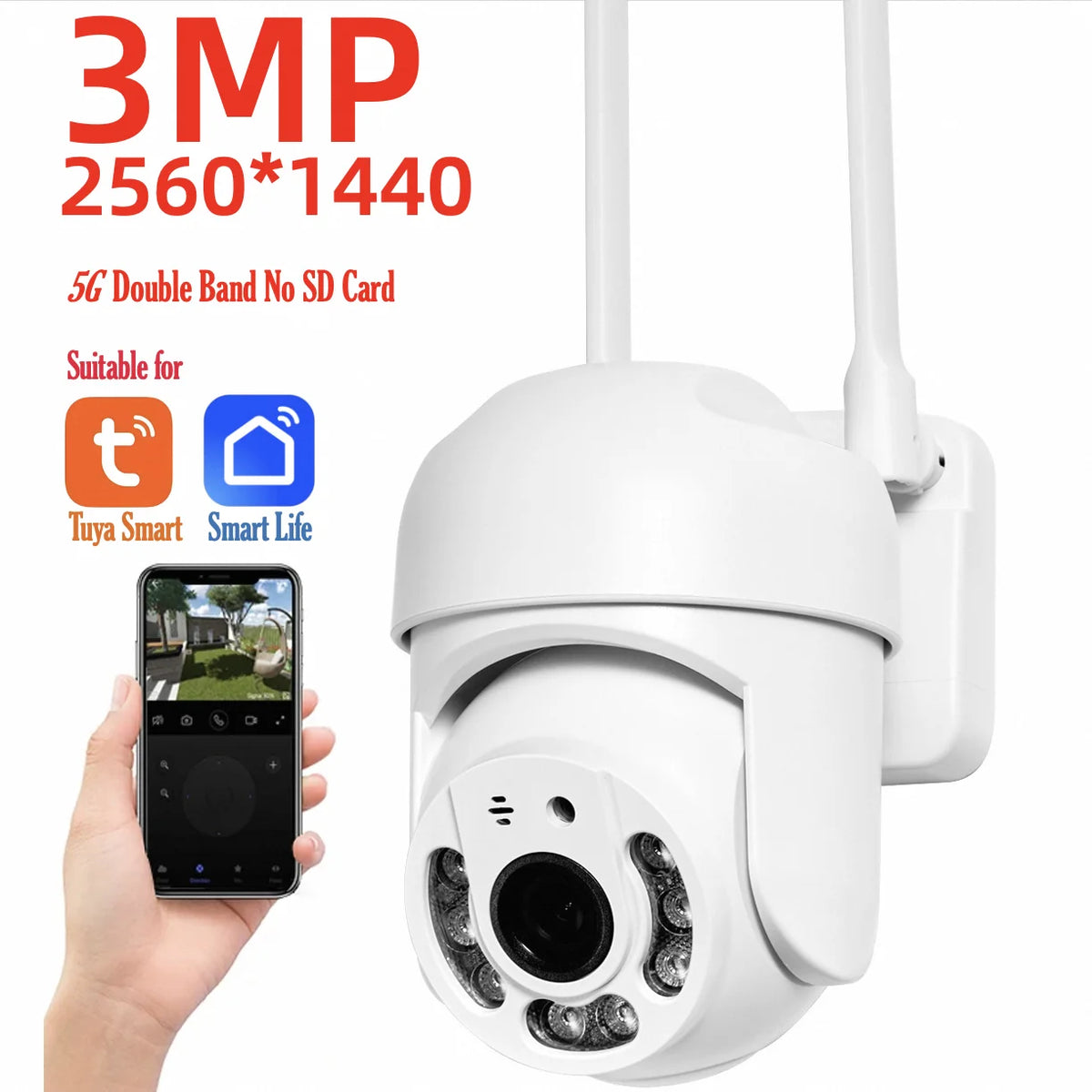 4MP PTZ WiFi Security Camera Outdoor IP66 Waterproof Dual-Band