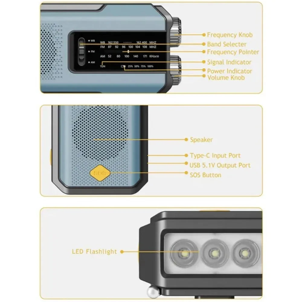 Portable AM/FM Radio with Emergency Charging Options