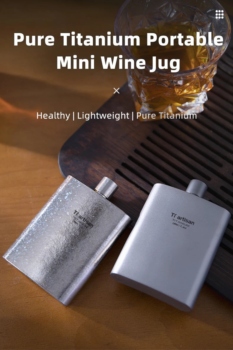 Titanium Pocket Flask 100ml with Funnel