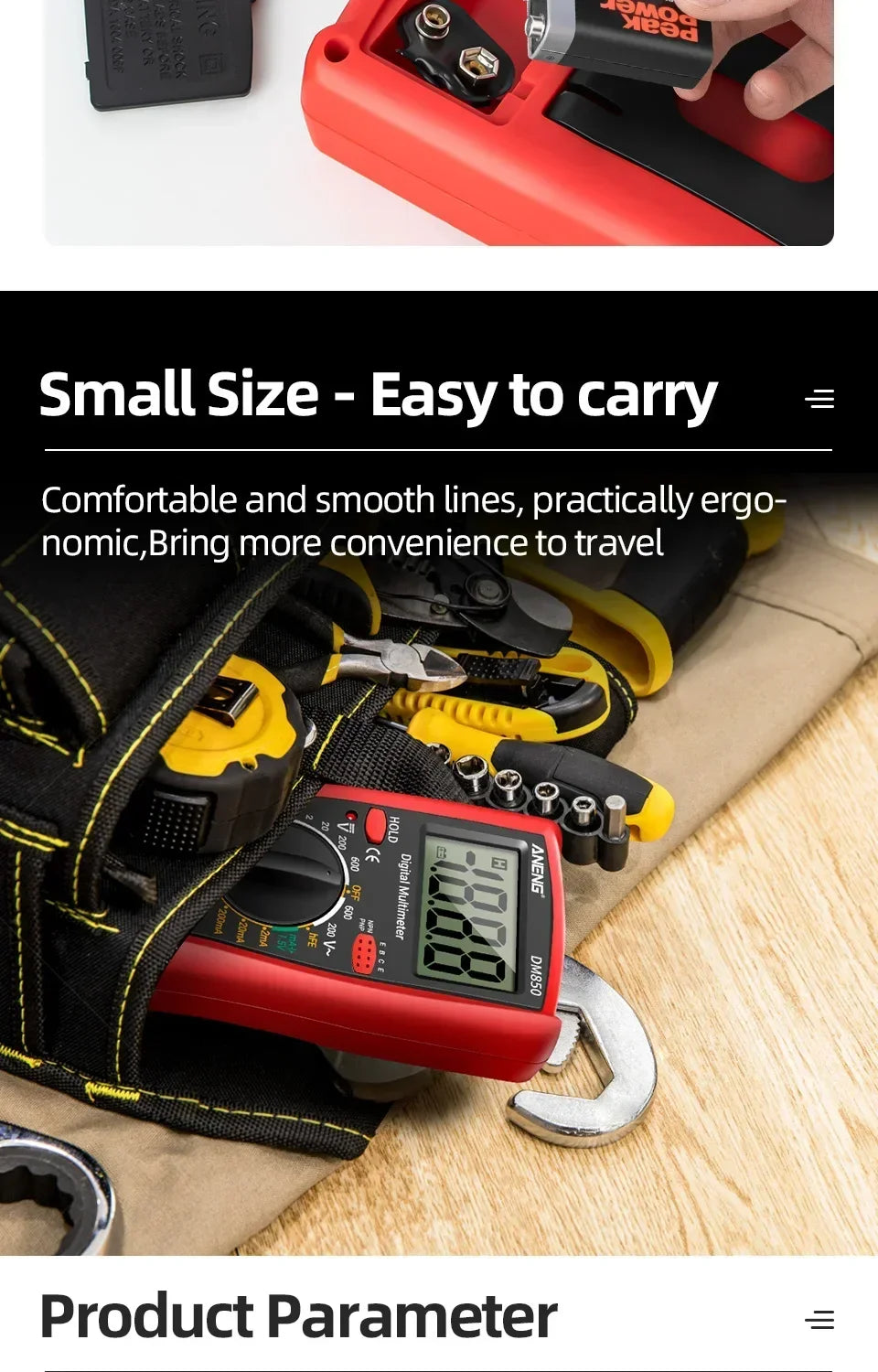 Digital Multimeter Professional 1999 Counts ANENG DM850 AC/DC Votage Current Tester Eletric Automatic Ohm Ammeter Detector Tools