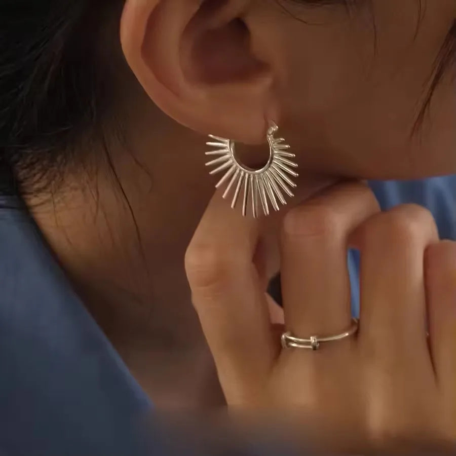 925 Sterling Silver CZ Star Moon Asymmetric Hoop Earrings