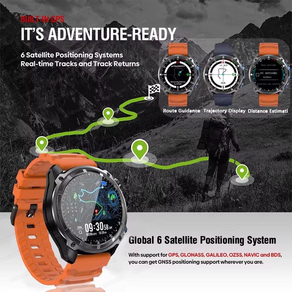 GPS Smartwatch with Offline Maps, AMOLED Display & 4GB Memory