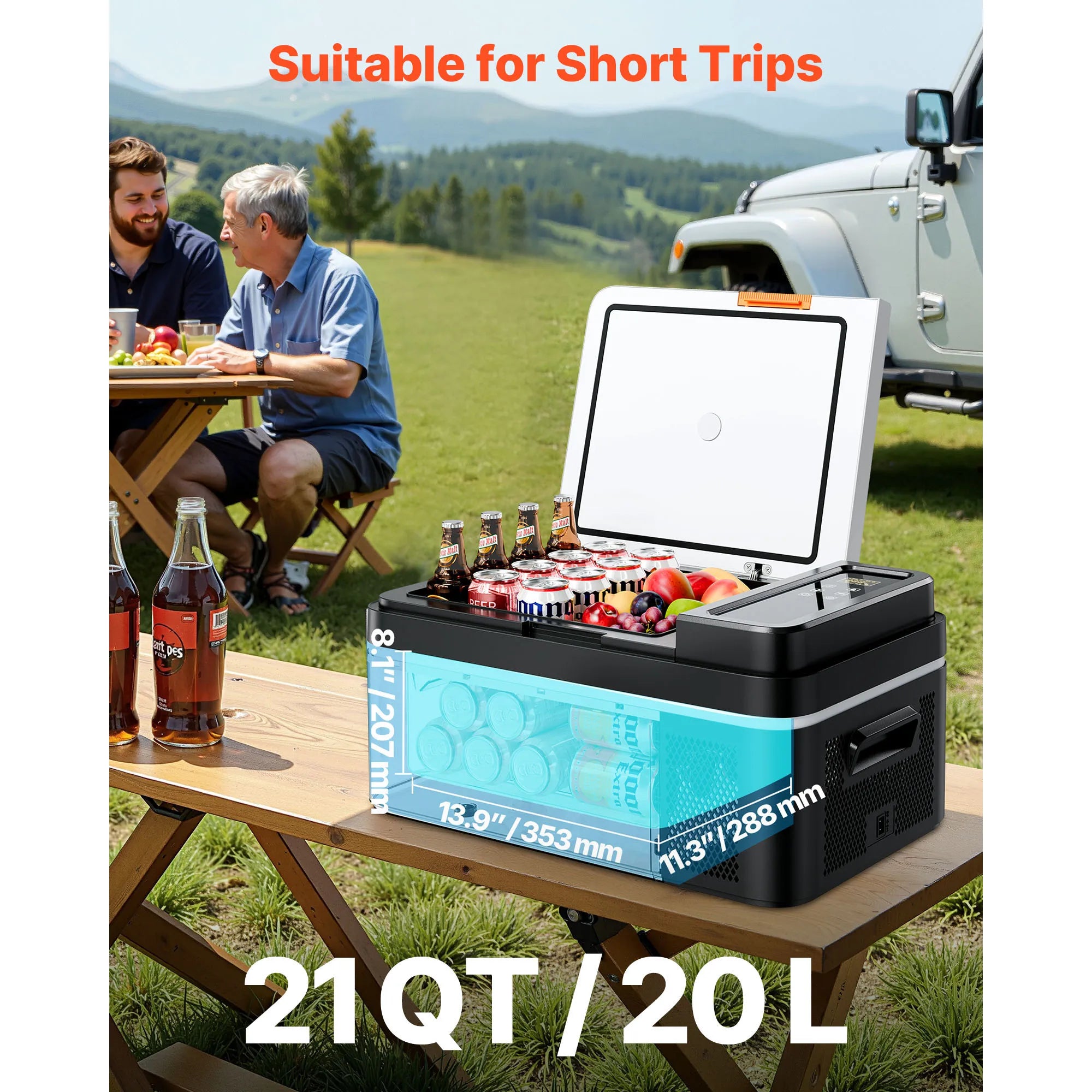 20L Car Refrigerator Freezer with App Control, -4°F to 68°F
