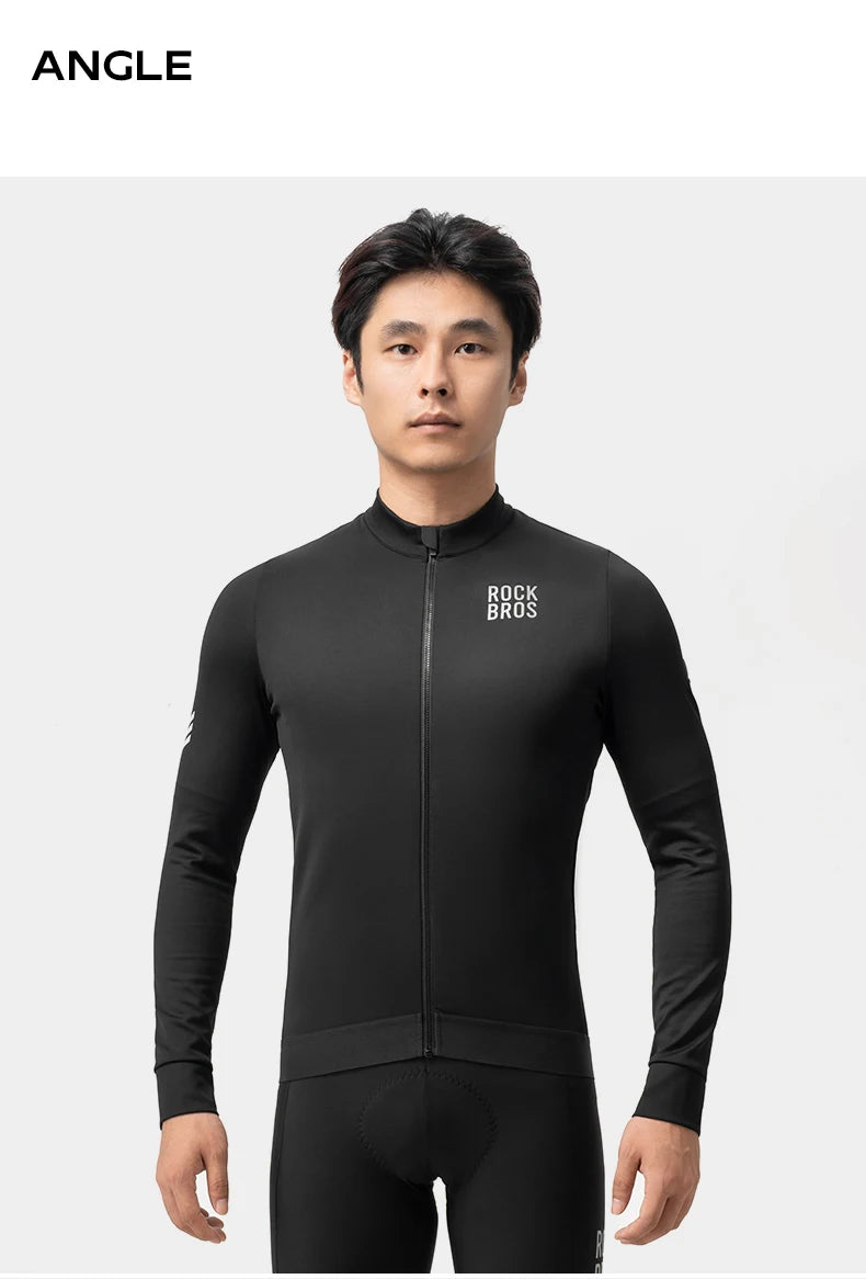 Men’s Thermal Cycling Jersey Windproof Fleece for Cold Weather Riding