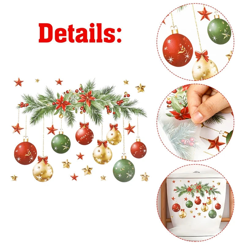 Christmas Toilet Sticker Merry Christmas Decoration for Home 2025 Pendant Xmas Sticker Ornament Navidad Natal New Year Gift 2026