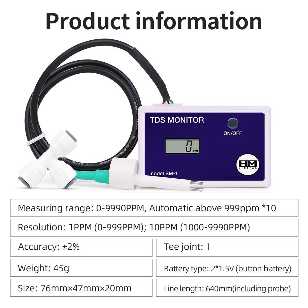 Inline TDS- en EC-watermonitoropties