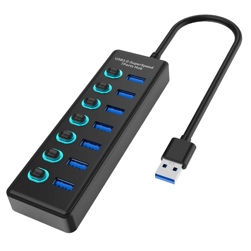 USB Hub with Long-Cable Options - Four to Eleven Ports