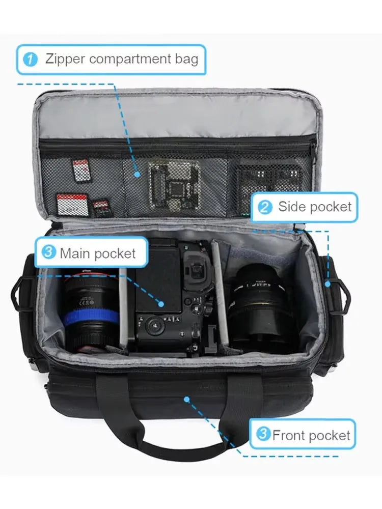 Camera Bag Travel Camera Shoulder Bag Water-resistant Shock-proof for Mirrorless Camera W/ Removable Dividers and Shoulder Strap