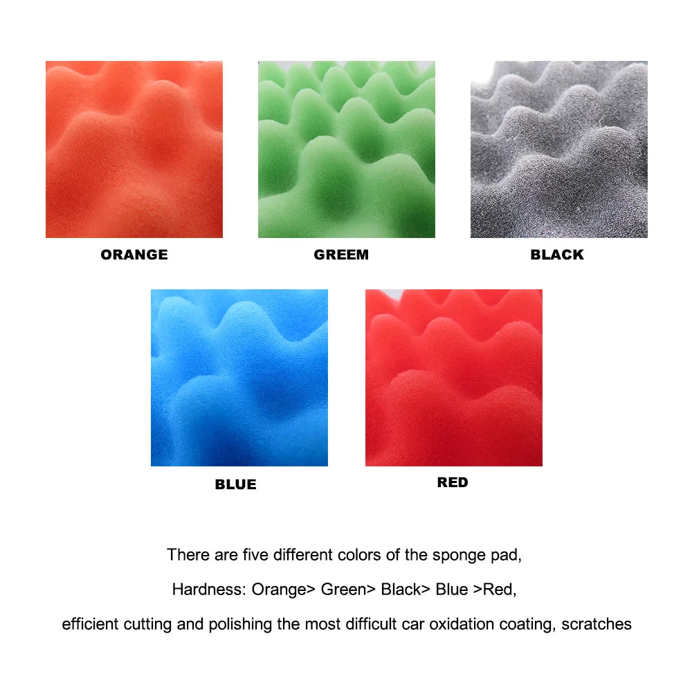 3" 5" 7" 80/125/180mm Polishing Sponge Pad Kit Car Polisher Soft Wave Foam Waffle Pad Car Wash Cleaning Detailing Tool