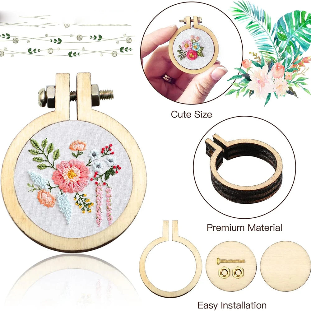 Mini Wooden Embroidery Frames, 25mm, Set of 10
