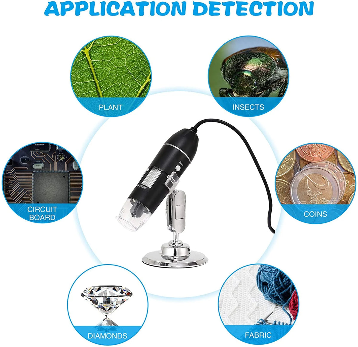 Digital Microscope & Stand, X4D USB or W01/W05 Wi-Fi
