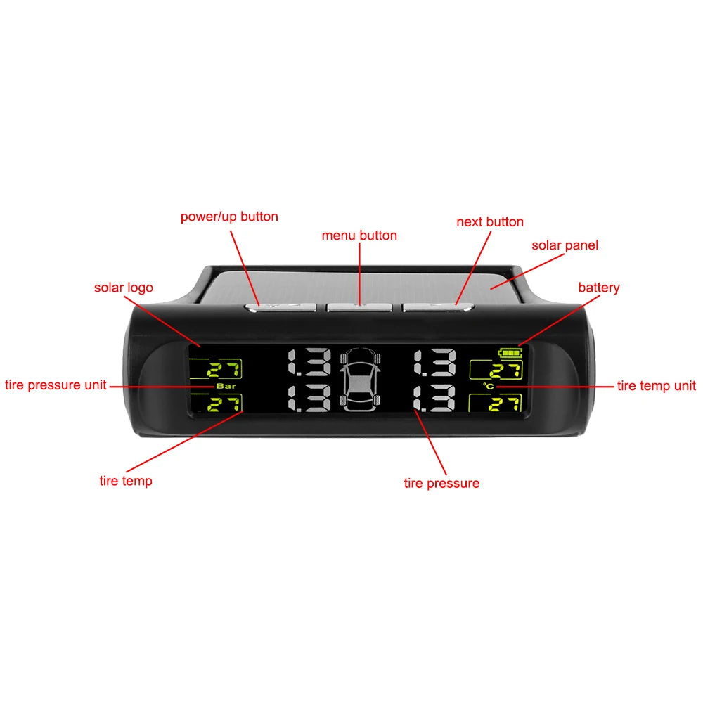 Solar TPMS Tire Pressure Monitoring System with External Sensors