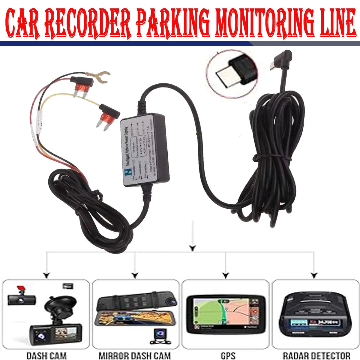 USB-C Dash Camera Hardwire Kit - 12/24 V to 5 V