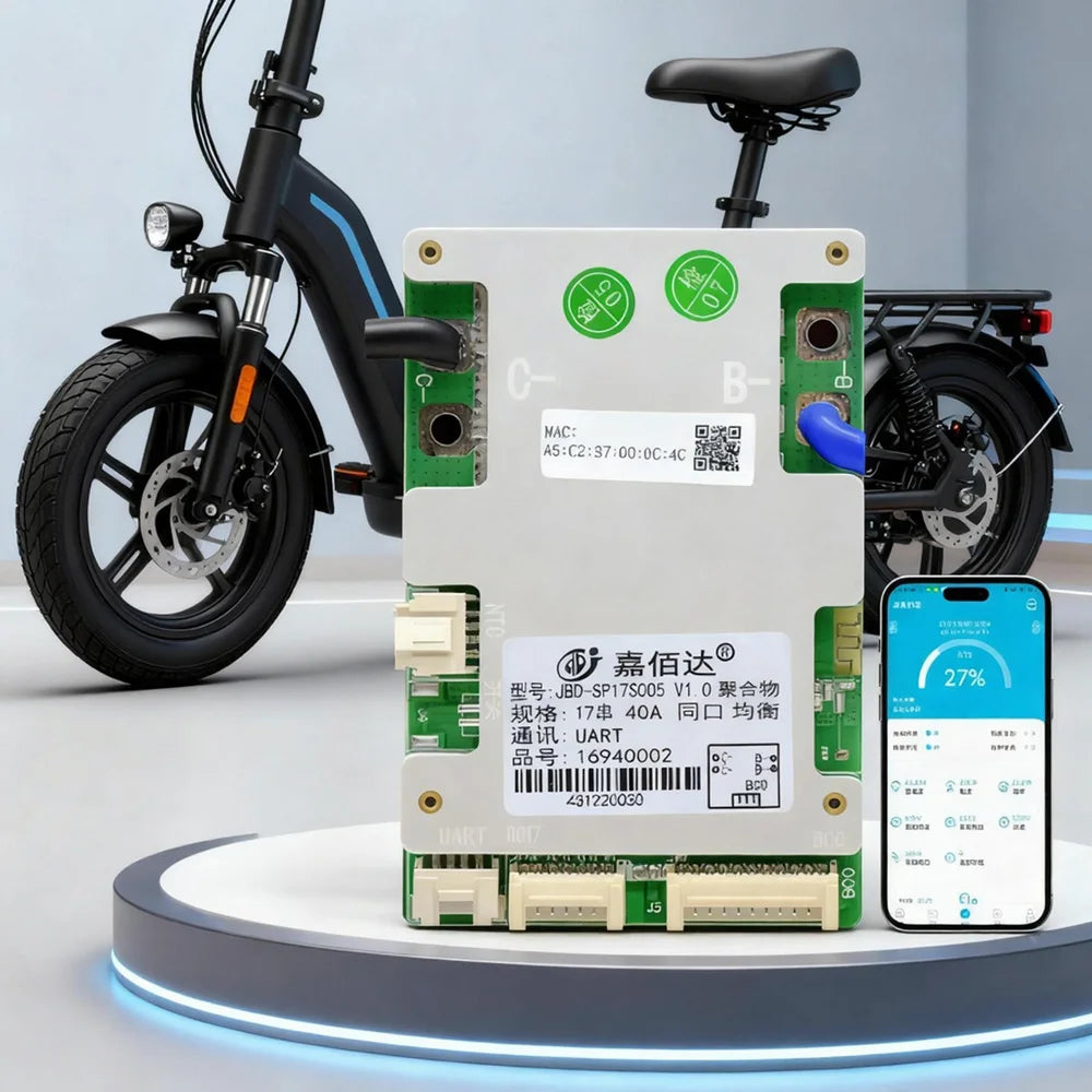 JBD vstavaný BT 10S-17S, 36 V, 48 V, 3,2 V LiFePO4 a 3,7 V Li-ion batérie, inteligentný BMS s UART