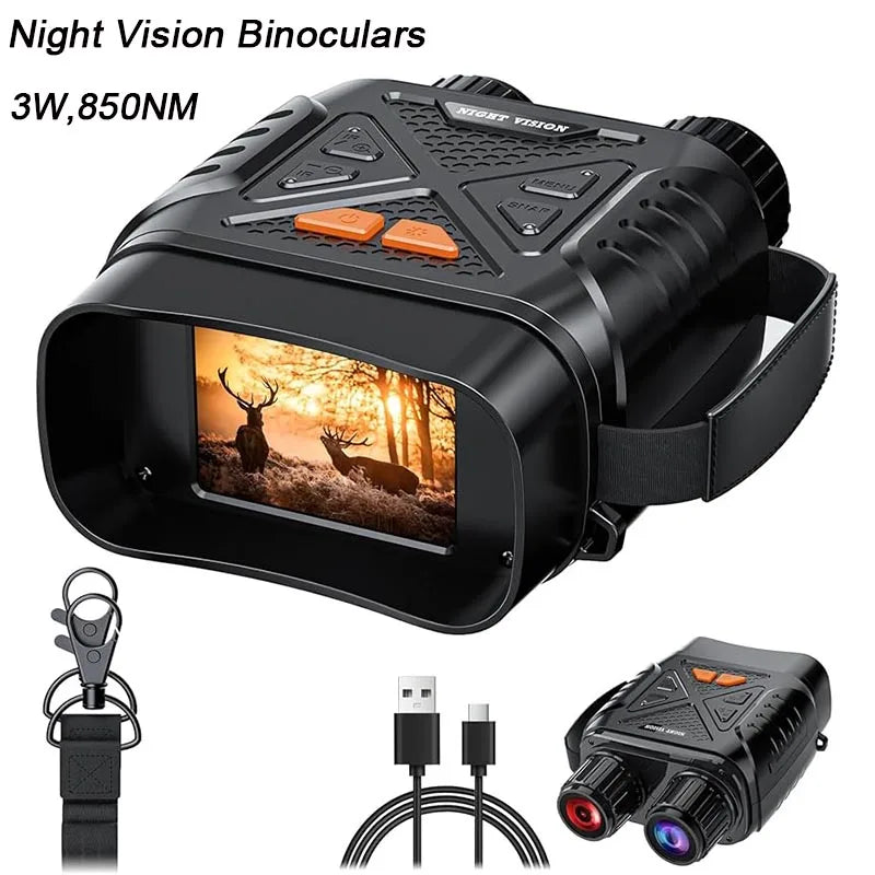 131? Vision nocturne jumelles 10x Numérique 800m Plein noir Vision infrarouge Téléobjectif Goggles Écran Large 2,8” Pour le camping