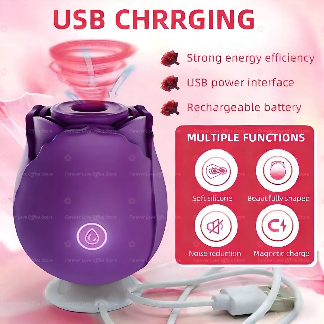 Ružový klitorálny sací vibrátor – USB nabíjateľná hračka na potešenie